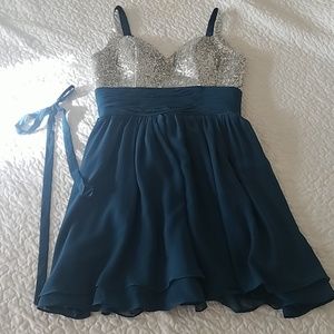 Blue Jewel Toned and Silver Dress